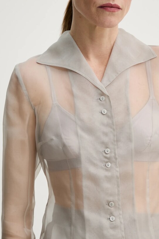 Hodvábna košeľa Remain 5026062300 sivá