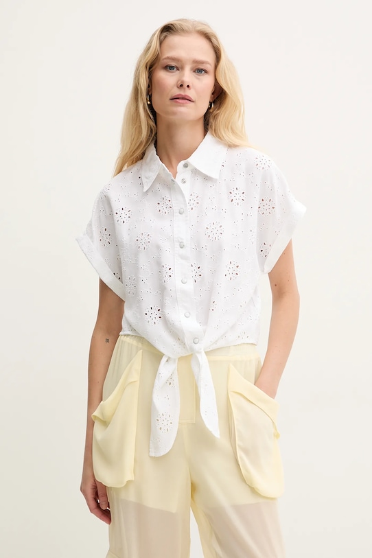 Košile Guess BRIGITTE krátký bílá W5GH34.WG822