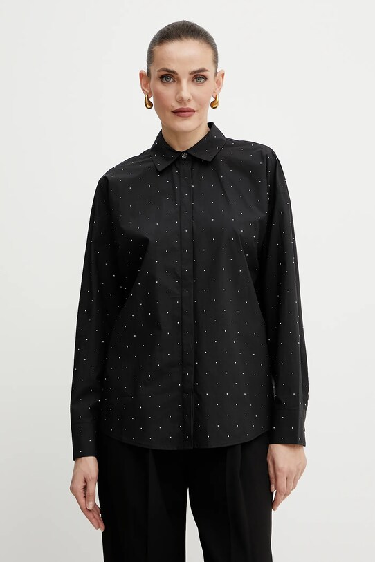 Guess camicia in cotone SILVIA applique nero W5GH42.WGWS0