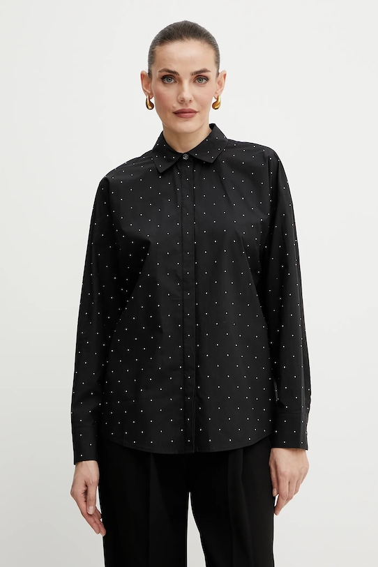 Guess camicia in cotone SILVIA applique nero W5GH42.WGWS0