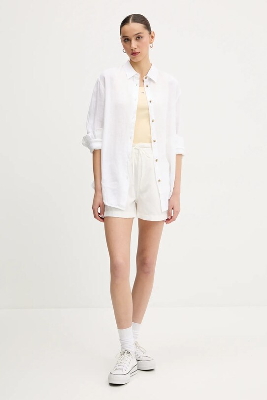 Ľanová košeľa Superdry W4010463A.01C béžová SS25