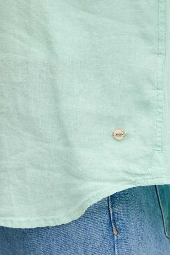 Lněná košile Superdry W4010463A.2OK zelená