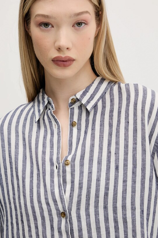 Ľanová košeľa Superdry tmavomodrá W4010463A.K55