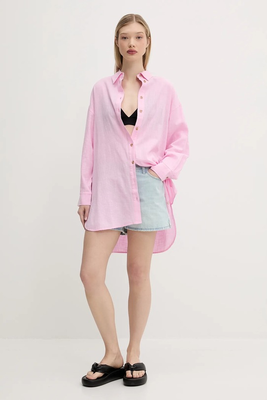 Superdry koszula bawełniana W4010470A.2LV różowy SS25