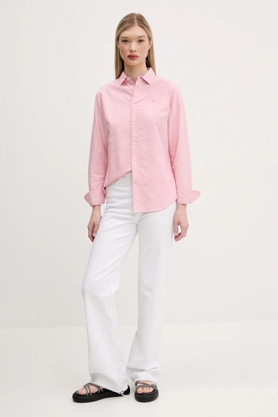 Bavlněná košile Superdry W4010473A.D9O růžová SS25