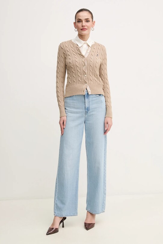 Calvin Klein koszula bawełniana K20K208224 beżowy SS25