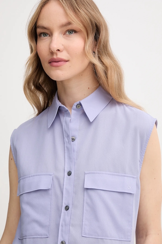 Calvin Klein koszula bawełniana fioletowy K20K208224