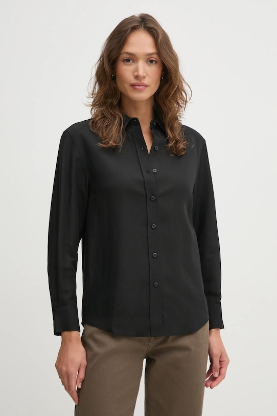 Calvin Klein camicia in lino misto misto lino nero K20K208321