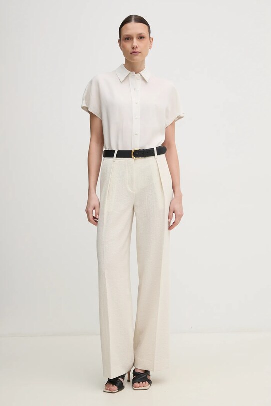 Calvin Klein koszula z domieszką lnu K20K208322 beżowy SS25