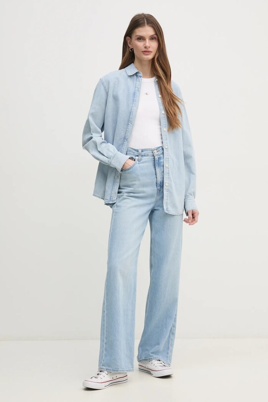 Calvin Klein cămașă din denim K20K208414 albastru SS25
