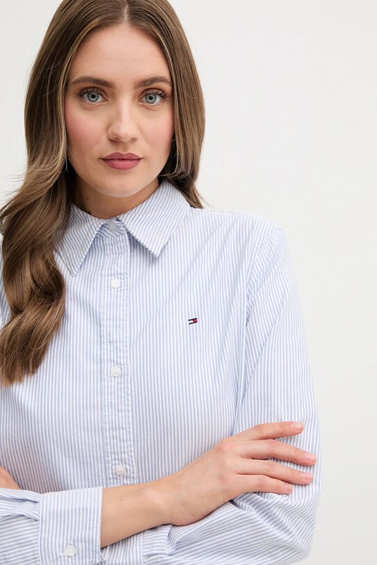 Bavlněná košile Tommy Hilfiger modrá WW0WW46111