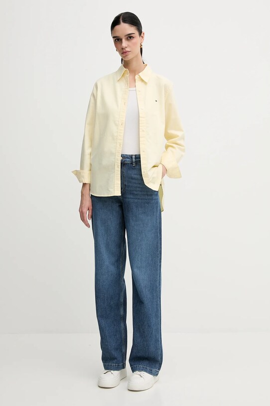 Бавовняна сорочка Tommy Hilfiger WW0WW46111 жовтий SS25