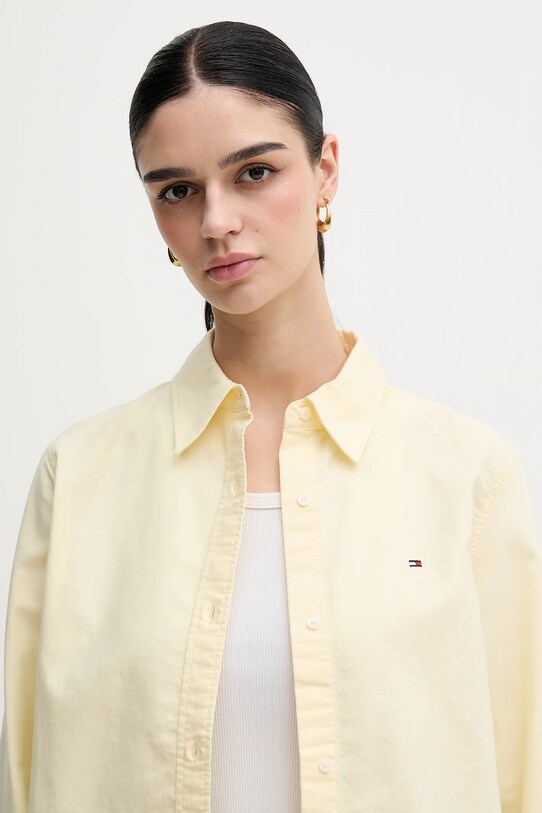 Бавовняна сорочка Tommy Hilfiger жовтий WW0WW46111