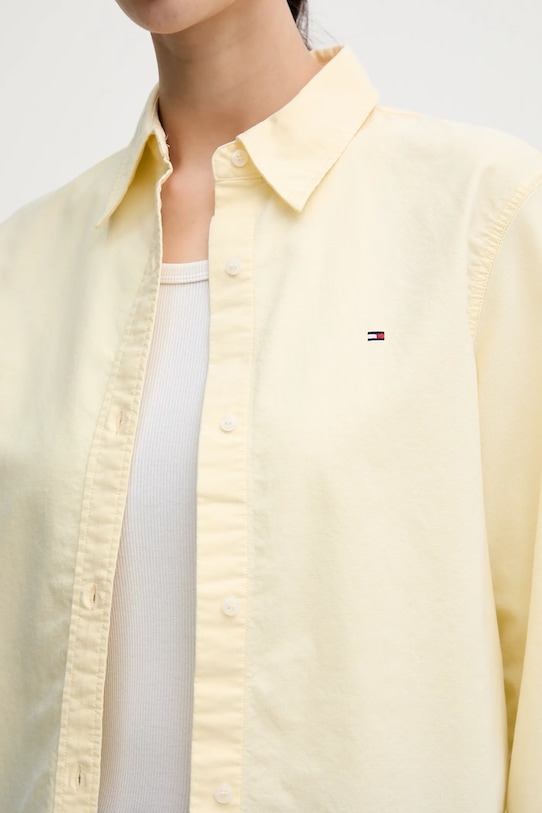 Bavlněná košile Tommy Hilfiger WW0WW46111 žlutá