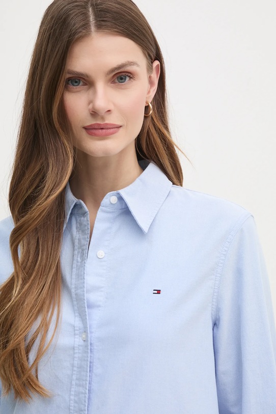 Bombažna srajca Tommy Hilfiger modra WW0WW46111