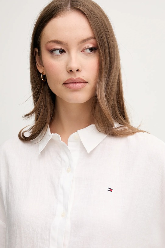 Ľanová košeľa Tommy Hilfiger biela WW0WW46169