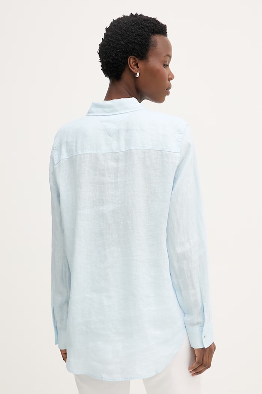 Odzież Tommy Hilfiger koszula damska lniana WW0WW44679 niebieski