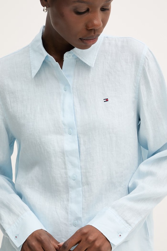 Tommy Hilfiger koszula damska lniana WW0WW44679 niebieski