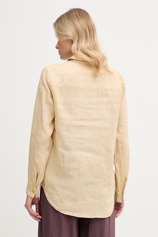 Odzież Tommy Hilfiger koszula damska lniana WW0WW44679 beżowy