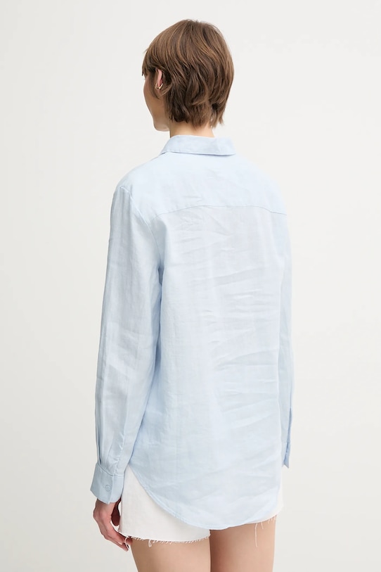 Odzież Tommy Hilfiger koszula lniana WW0WW44679 niebieski