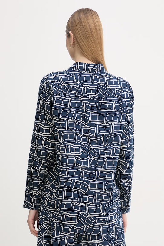 Oblečenie Tommy Hilfiger košeľa dámska ľanová WW0WW44679 tmavomodrá