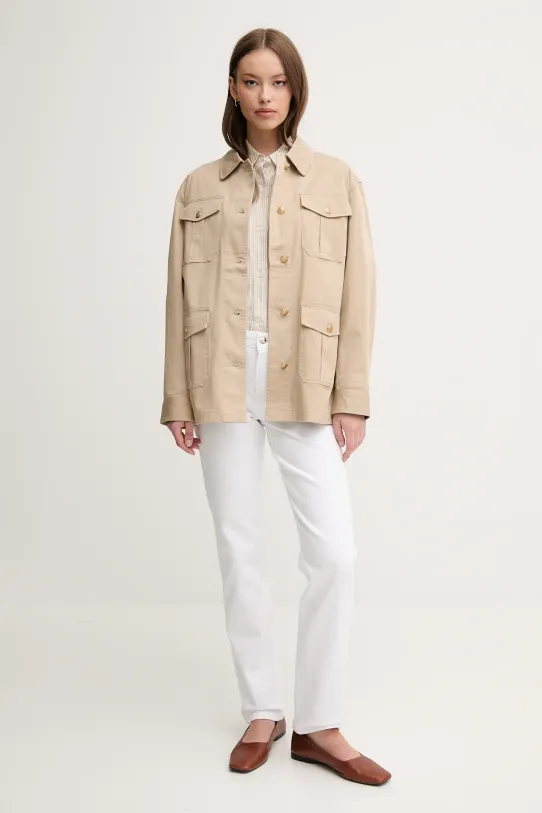 Tommy Hilfiger cămașă de in WW0WW44679 bej SS25