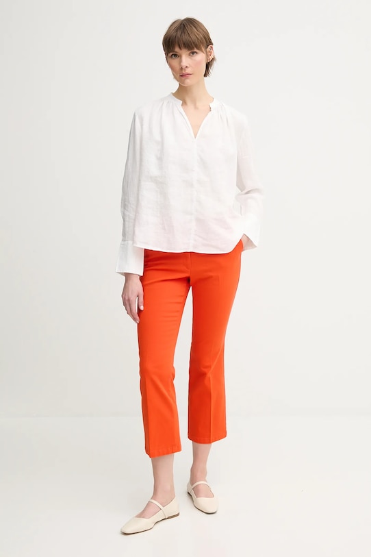 Lněná halenka Tommy Hilfiger WW0WW44701 bílá SS25