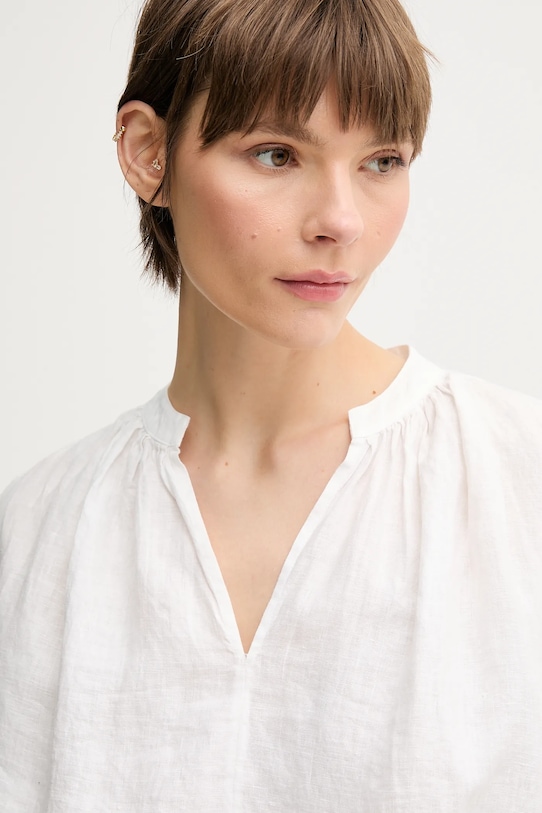 Lněná halenka Tommy Hilfiger bílá WW0WW44701