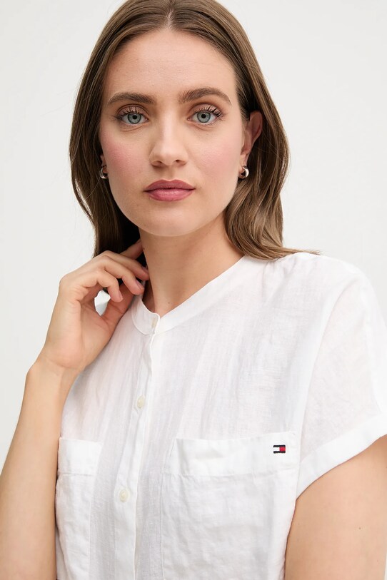 Tommy Hilfiger koszula lniana beżowy WW0WW44715