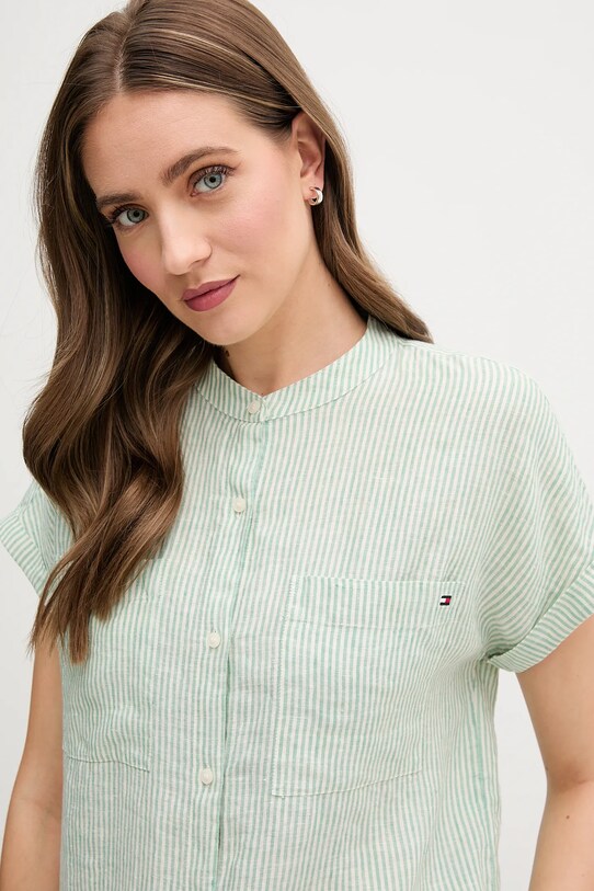 Льняная рубашка Tommy Hilfiger зелёный WW0WW44715