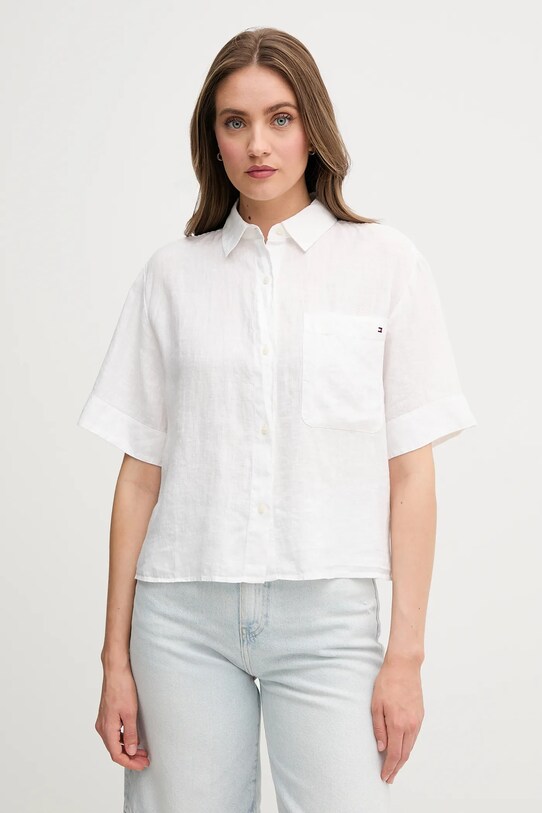 Льняная рубашка Tommy Hilfiger casual бежевый WW0WW44720