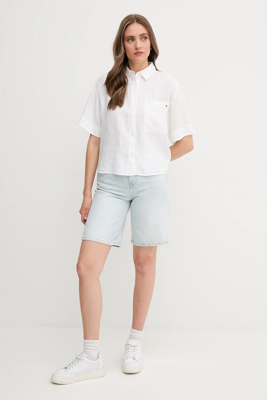 Tommy Hilfiger koszula lniana WW0WW44720 beżowy SS25