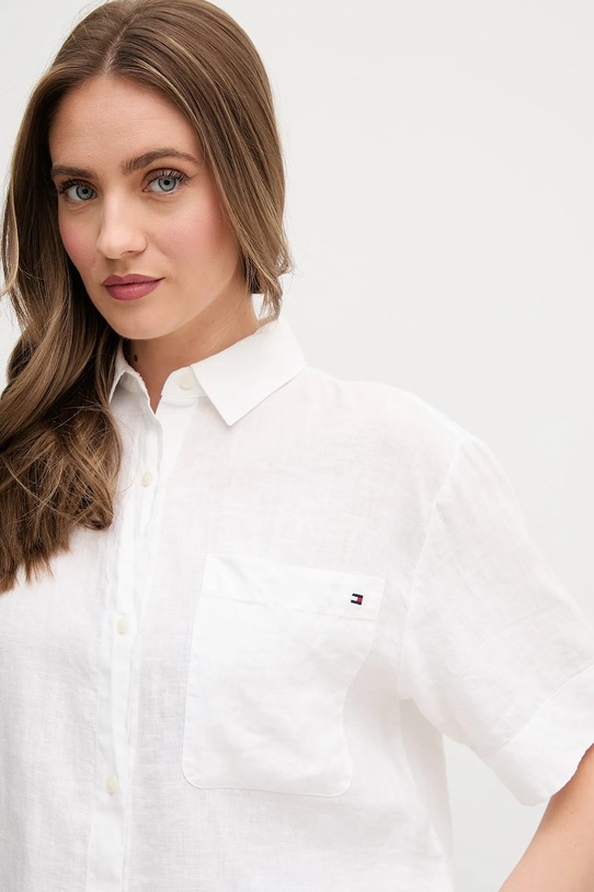 Tommy Hilfiger koszula lniana beżowy WW0WW44720