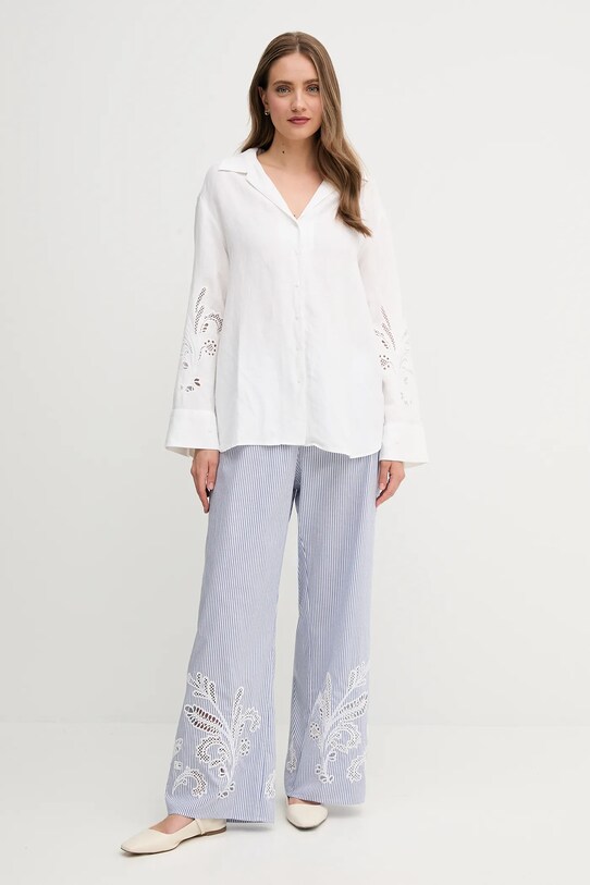Tommy Hilfiger koszula lniana WW0WW45940 beżowy SS25