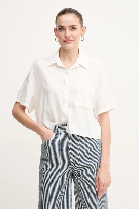 Πουκάμισο από λινό Dkny casual μπεζ DJ5W2056