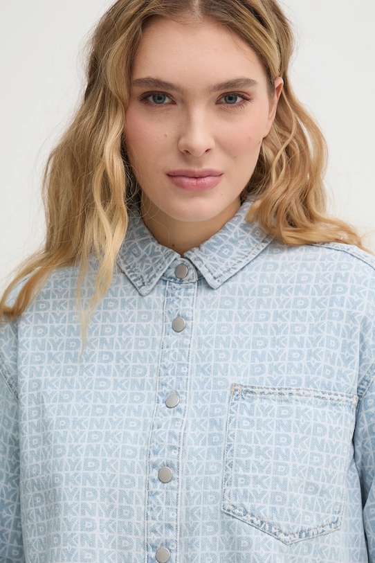 Dkny camicia in cotone blu DJ5W2123