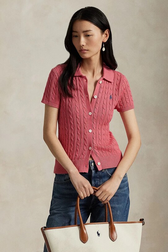 Bavlněná košile Polo Ralph Lauren slim červená 211963486