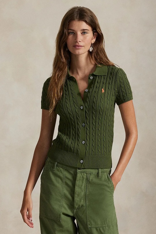 Bavlněná košile Polo Ralph Lauren slim zelená 211963486