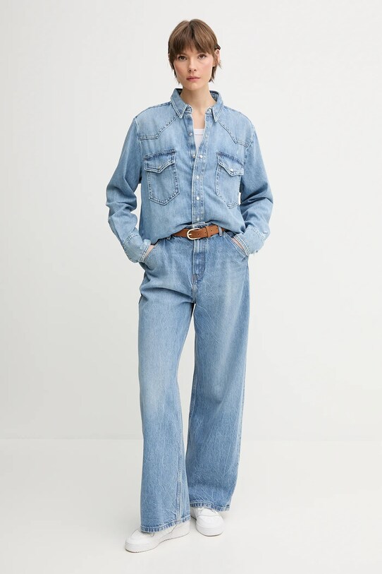 Bavlněná džínová košile Polo Ralph Lauren 211964727 modrá SS25