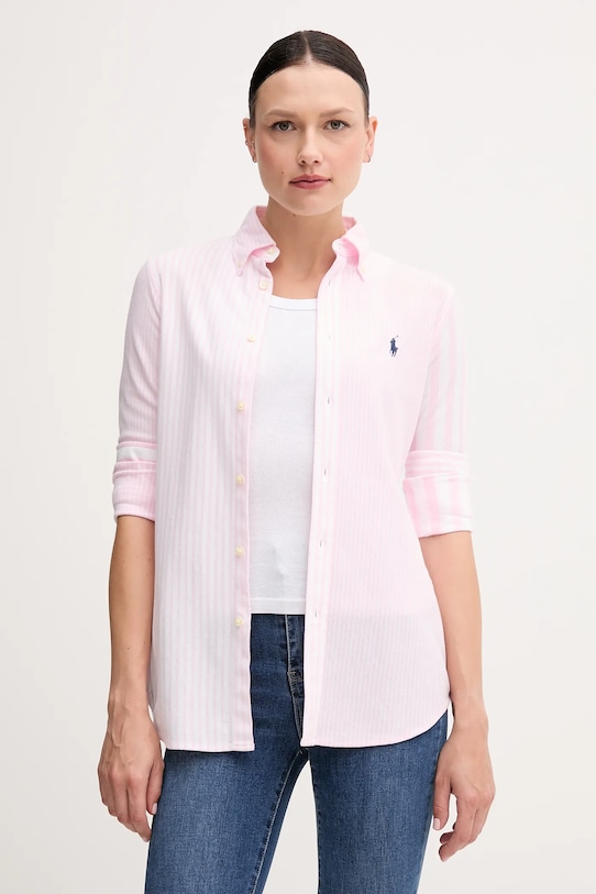 Polo Ralph Lauren camicia in cotone a strisce rosa 211965102