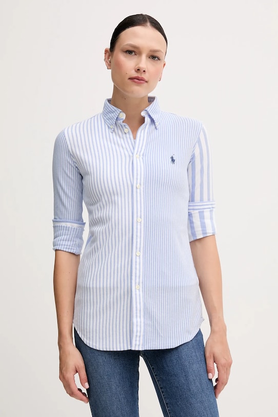 Бавовняна сорочка Polo Ralph Lauren довгий блакитний 211965102