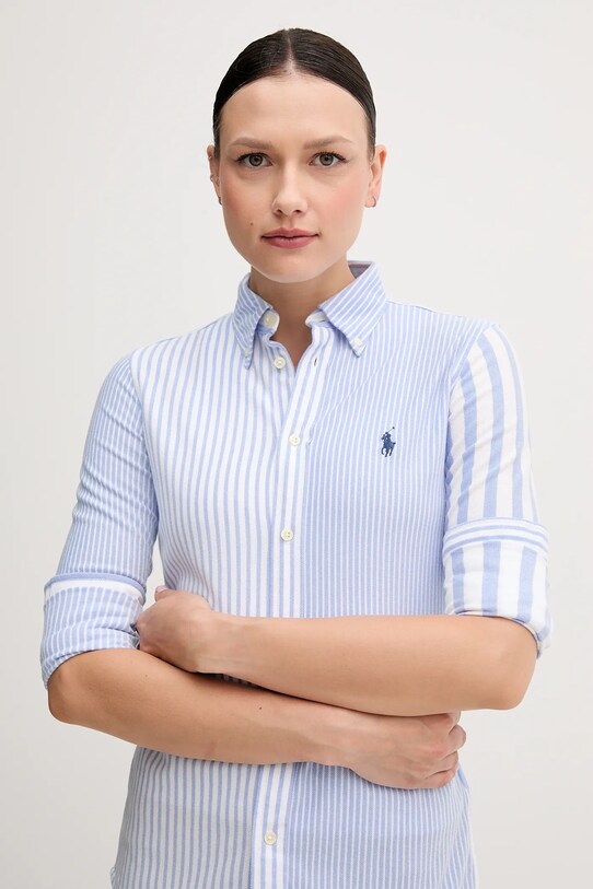 Бавовняна сорочка Polo Ralph Lauren 211965102 блакитний