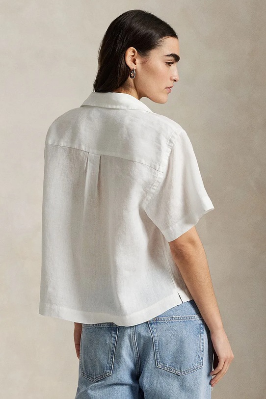 Ľanová košeľa Polo Ralph Lauren 211965847 biela SS25