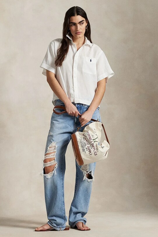 Oblečenie Ľanová košeľa Polo Ralph Lauren 211965847 biela