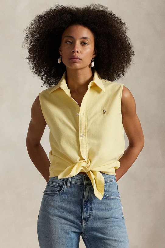 Βαμβακερό πουκάμισο Polo Ralph Lauren κανονικό κίτρινο 211968896