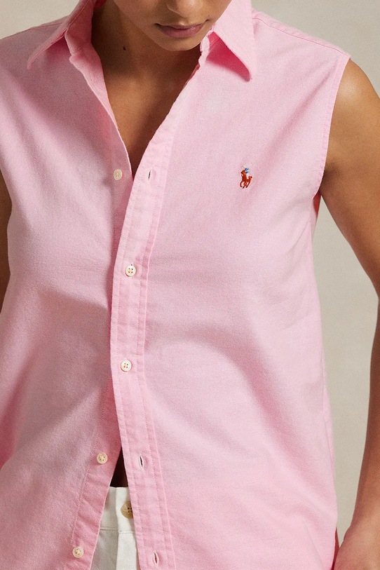 Βαμβακερό πουκάμισο Polo Ralph Lauren ροζ 211968896