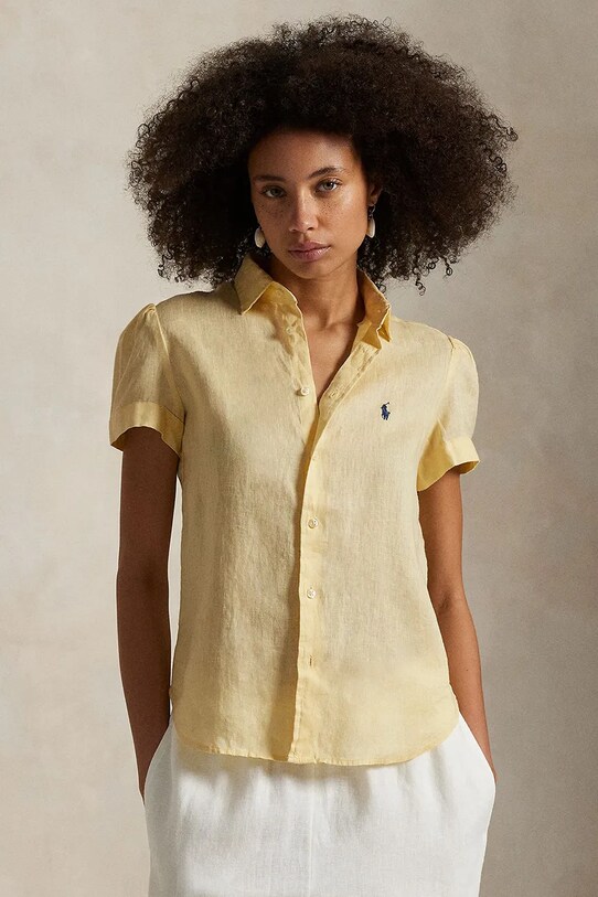 Polo Ralph Lauren cămașă de in scurt galben 211973366