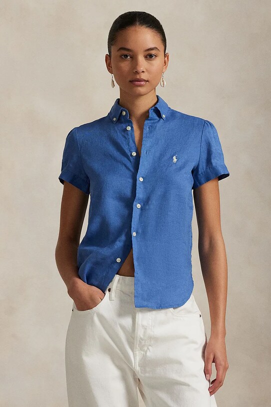 Polo Ralph Lauren koszula lniana klasyczny niebieski 211973366