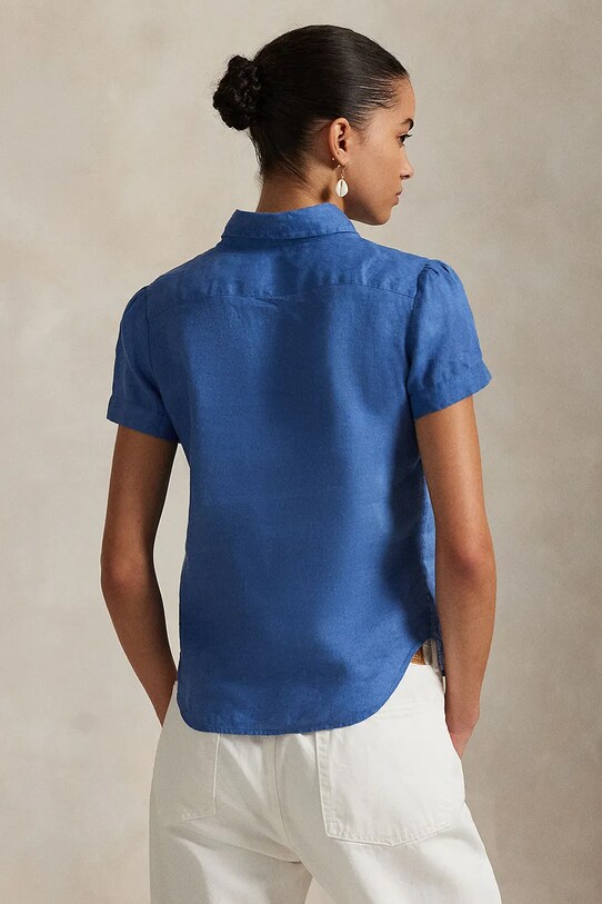 Льняная рубашка Polo Ralph Lauren 211973366 голубой SS25