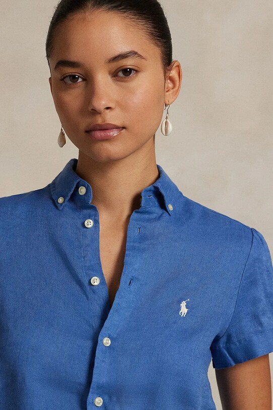 Ленена риза Polo Ralph Lauren син 211973366